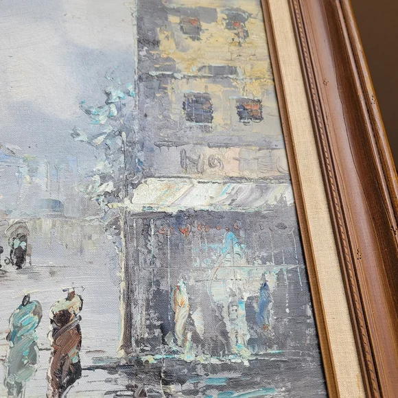 Antique vintage PARIS signed Oil on Canvas Impressionist mid-20th Century painti - Picture 2 of 16